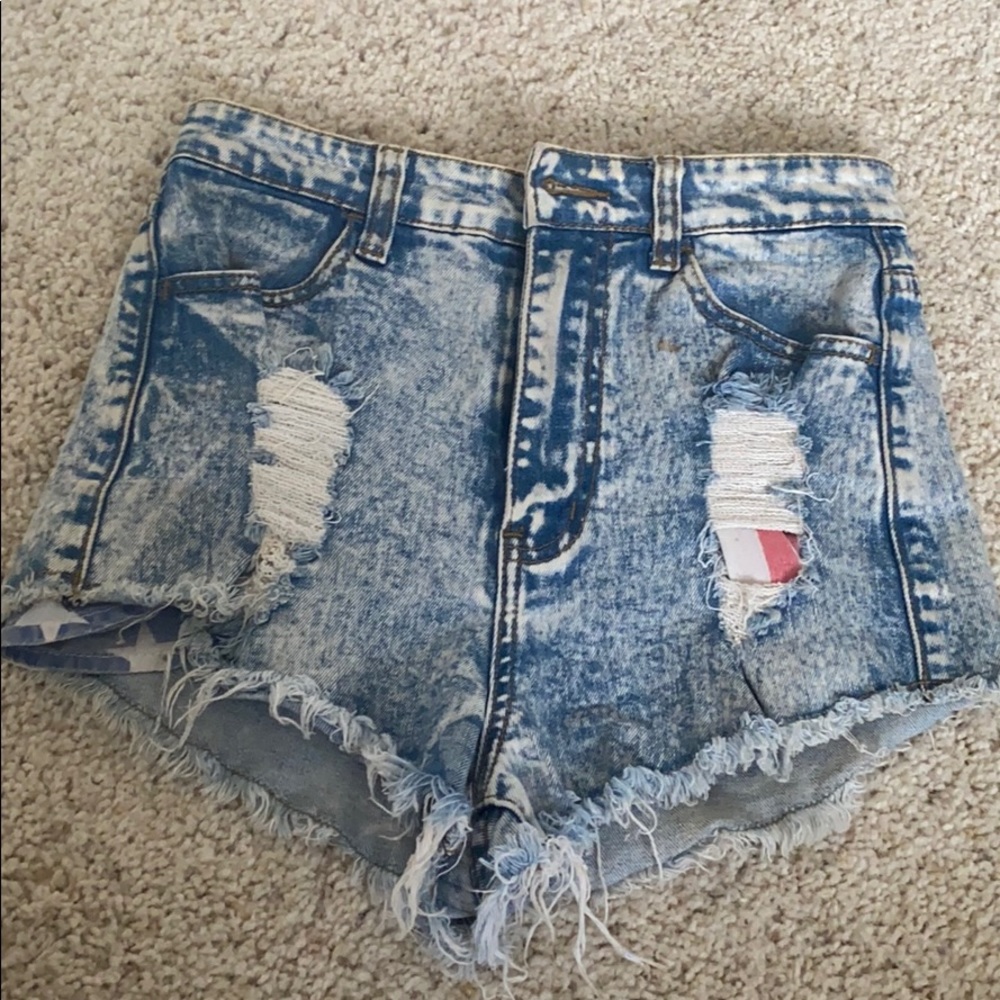 High waisted jean shorts